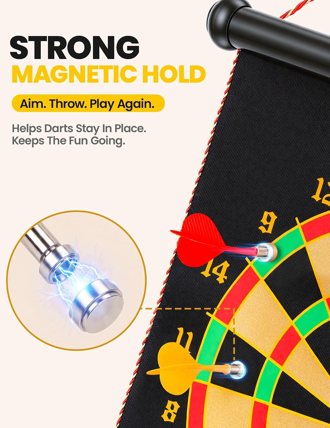 Detalle de BATURU RBE10036 Magnetic Dart Board, Double-Sided Game for Kids and Families
