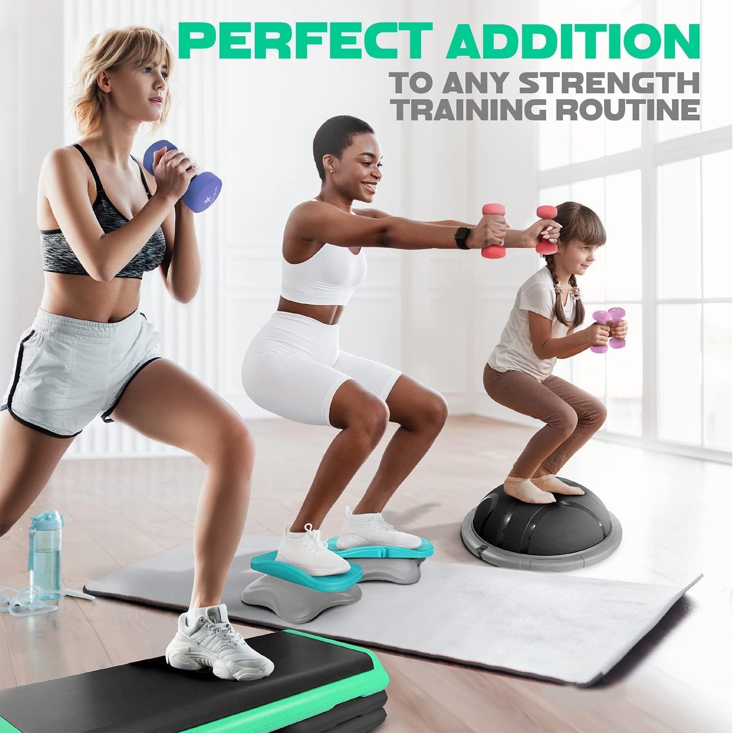 Detalle 1 de Yes4All Neoprene-Coated Dumbbell Pair, 5 lb, Teal Green, Hexagonal Heads