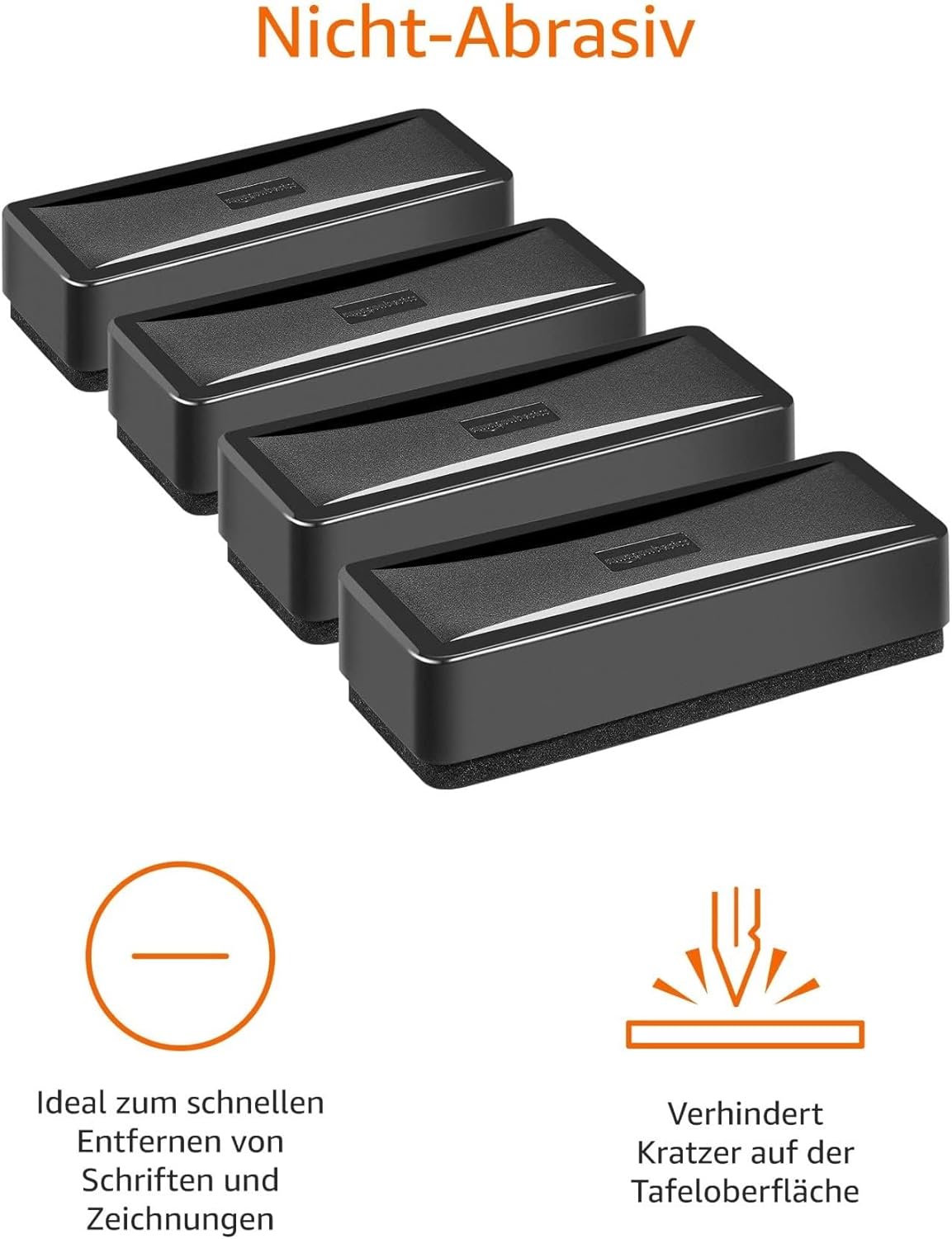 Thumbnail 3 de Amazon BasicsSchwamm für trocken abwischbare Whiteboards – 4er-Pack, schwarz