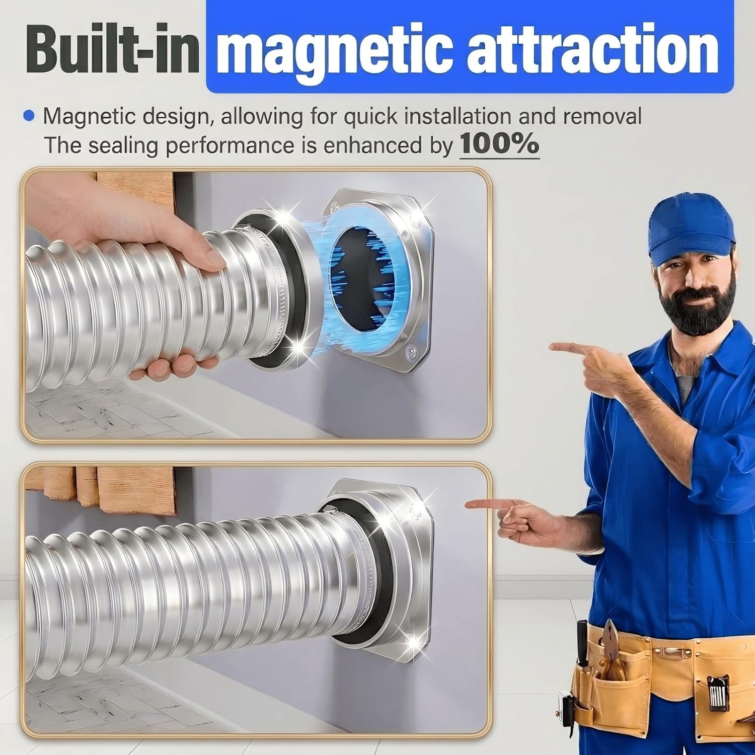 Thumbnail 4 de WASBRAY DV180-Style Magnetic Dryer Vent Connector Kit, 4-Inch Duct