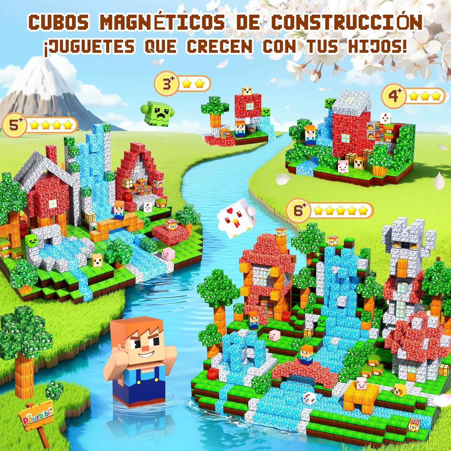 Thumbnail 2 de Pourbibi Bloques Magnéticos 108 piezas 🧱