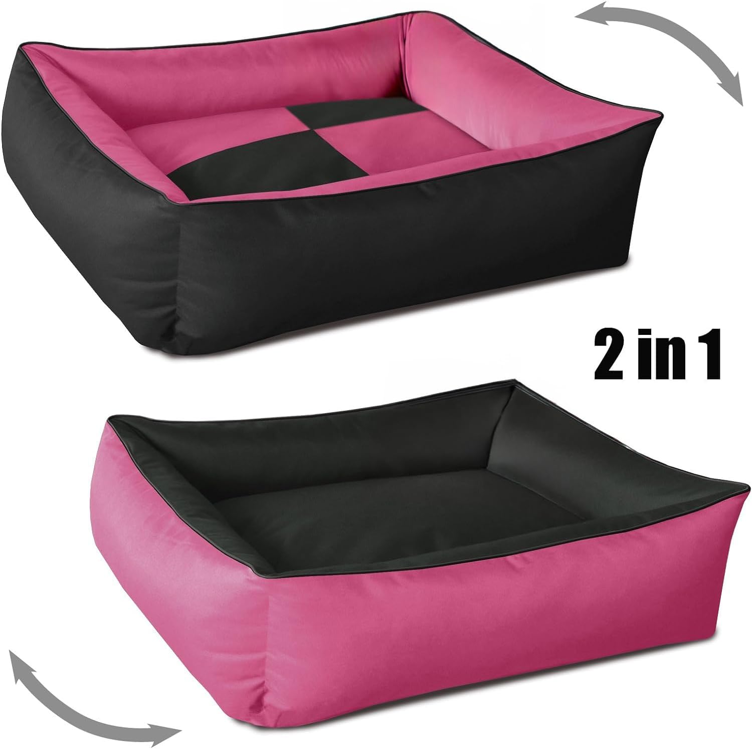 Thumbnail 1 de BedDog 2in1 Hundebett MAX Quattro (Cordura, waschbarer Bezug) – XXL Candy pink-schwarz