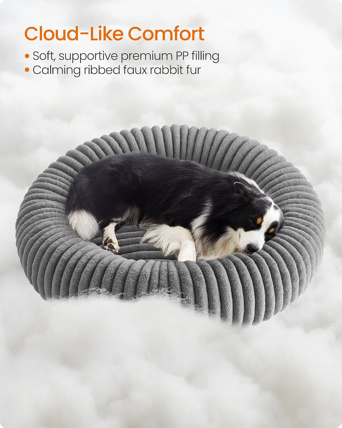 Detalle de Feandrea Dog Bed (Extra Large) 100 cm Donut Bed in Dove Grey, Washable & Non-Slip