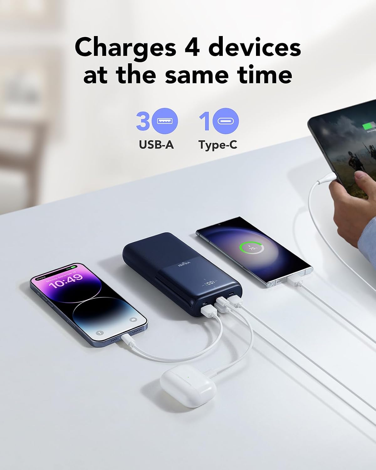Detalle 2 de VIYISI Power Bank 22.5W fast charger with 4 outputs
