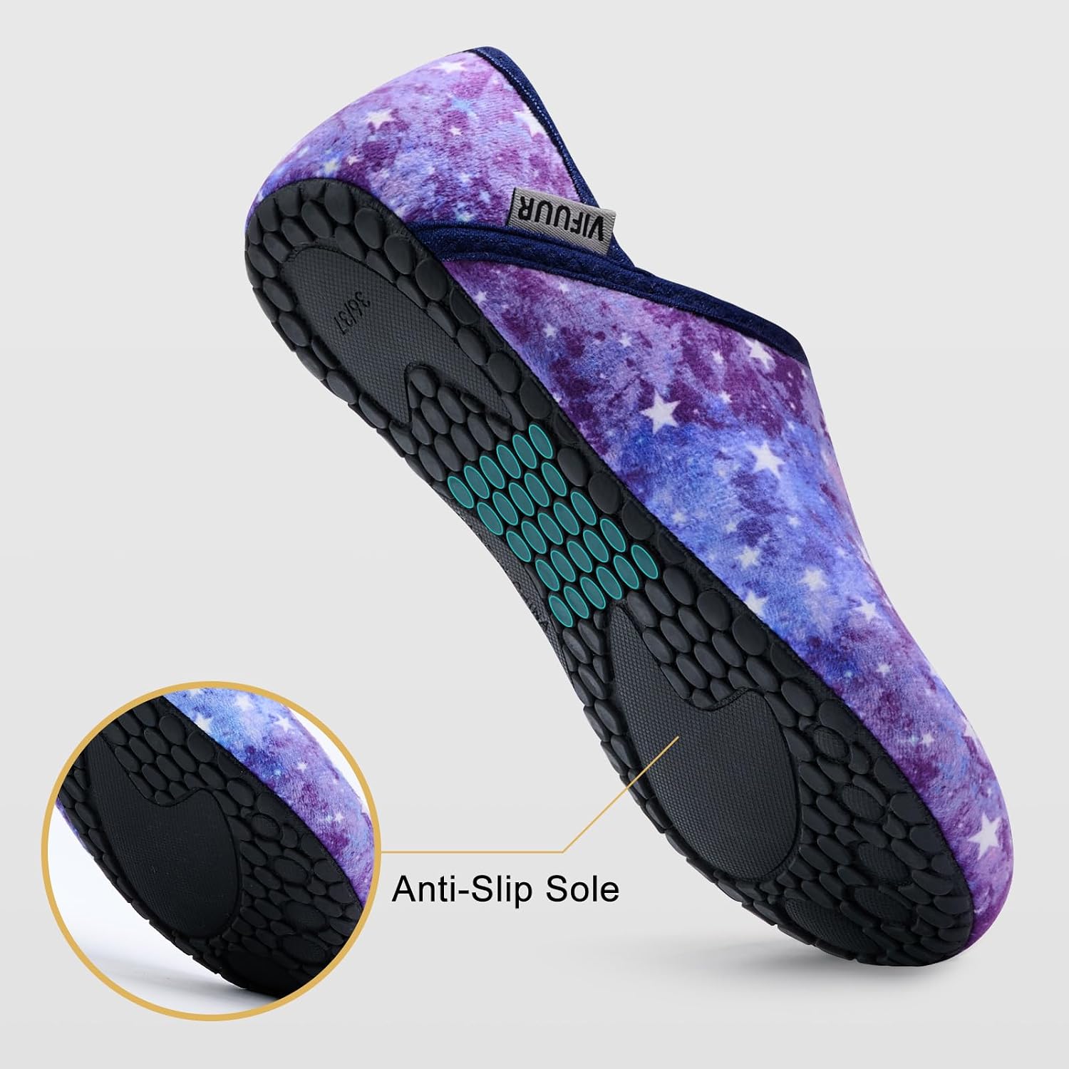Detalle 2 de VIFUUR Fuzzy Barefoot Slipper Socks, Machine-Washable with Non-Slip Soles
