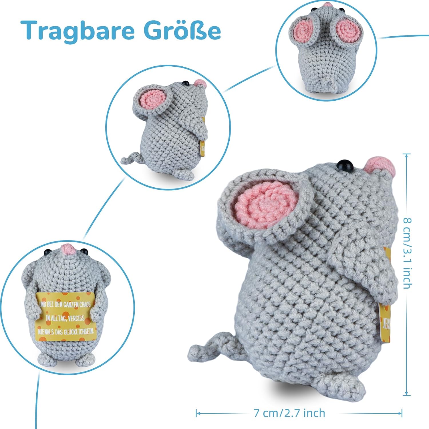 Detalle 1 de WenmthG Glücksbringer Pocket Hug Maus Kartoffel Mutmacher