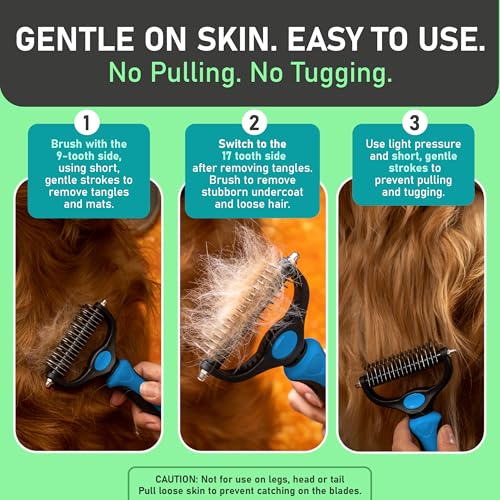 Detalle 2 de Maxpower Planet Dog Grooming Rake: Dual-Sided Deshedding Undercoat Brush for Dogs & Cats