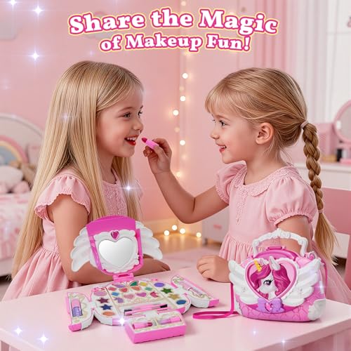 Detalle de Kidluna Kids Makeup Set for Girls 3–12: Washable Unicorn Handbag Kit