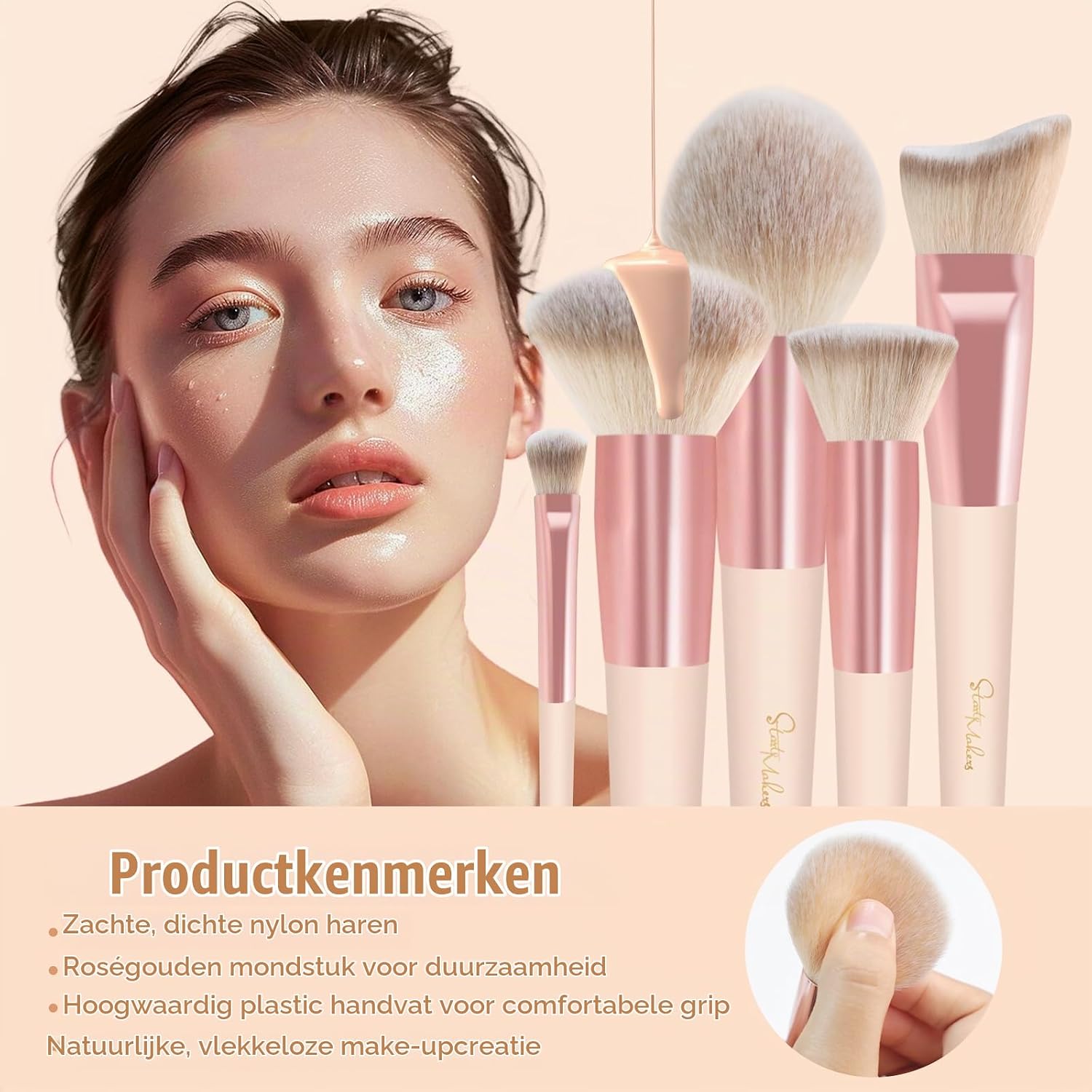 Thumbnail 2 de Start Makers 15-delige make-upkwastenset met zachte, vegan synthetische haren