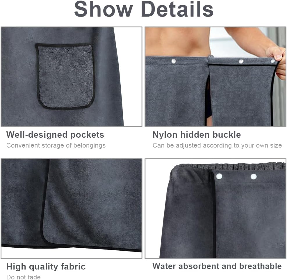 Detalle de Aomig 3883828 – męski kilt do sauny 150 × 80 cm, regulowany, z zatrzaskami