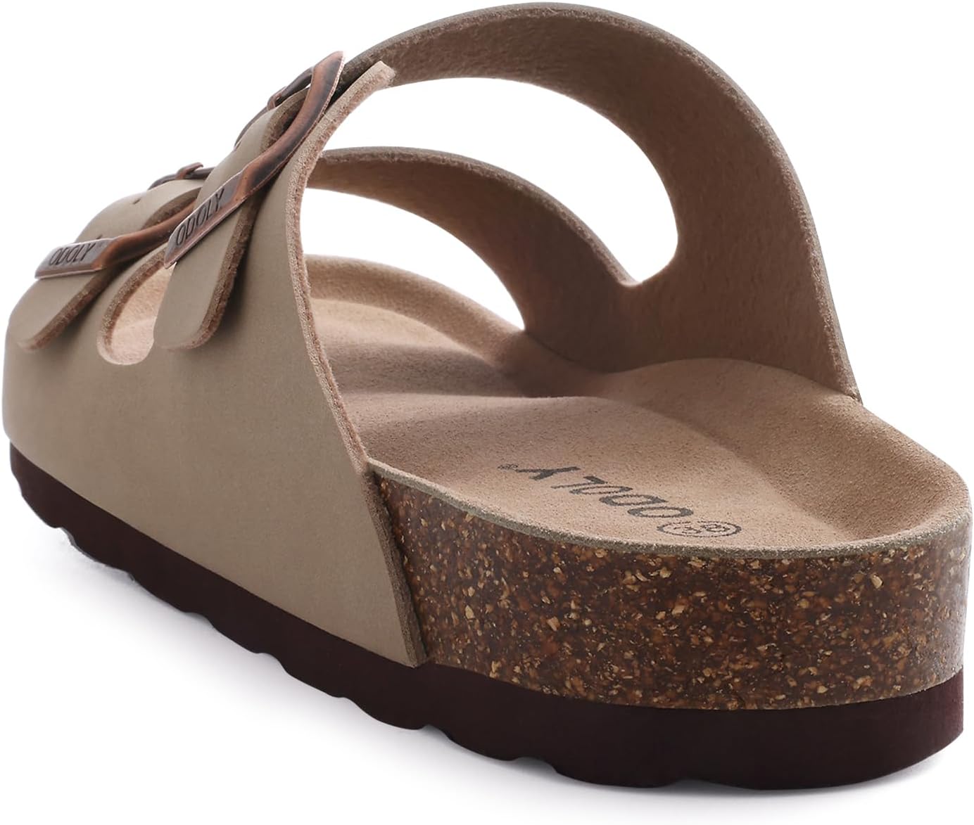 Detalle de Comwarm Damen Kork Fußbett Pantoletten Sandal – Bequeme Sommer-Slides mit verstellbarer Schnalle