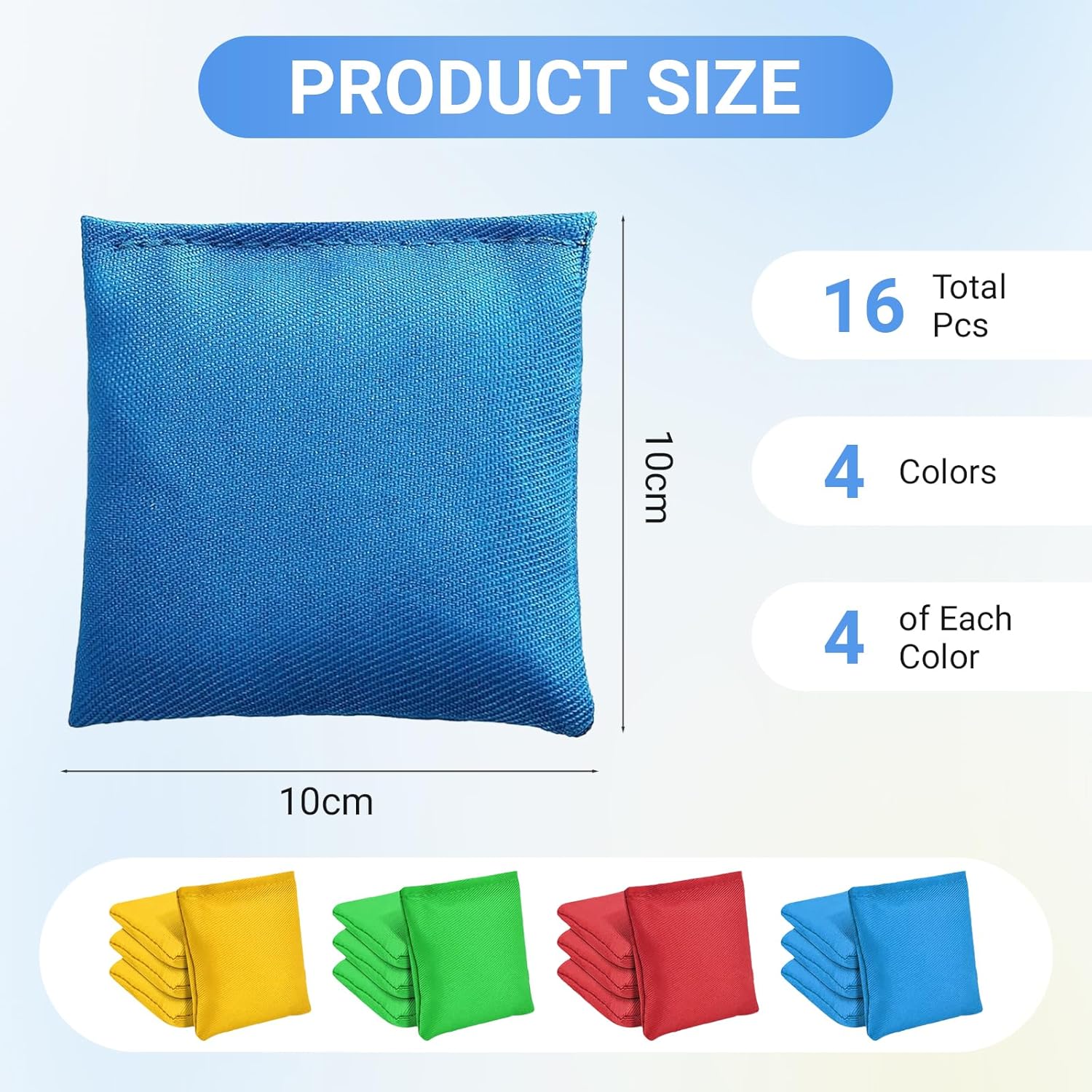 Detalle de FOVVZDIL Bean Bags Kids Throwing – 10x10cm 16-Pack Mini Toss Bags for Indoor and Outdoor Games