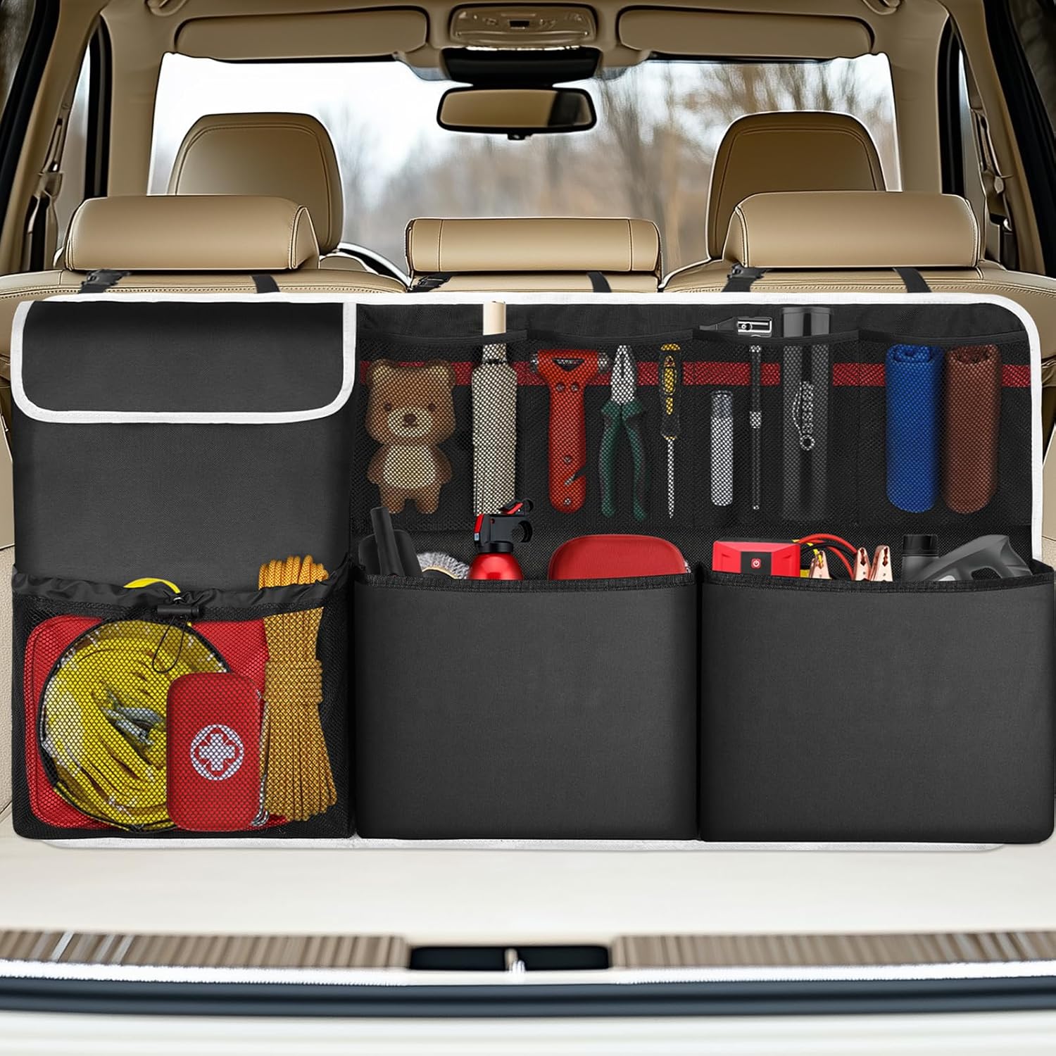 Detalle de Oasser Car Boot Organiser 12L hanging storage