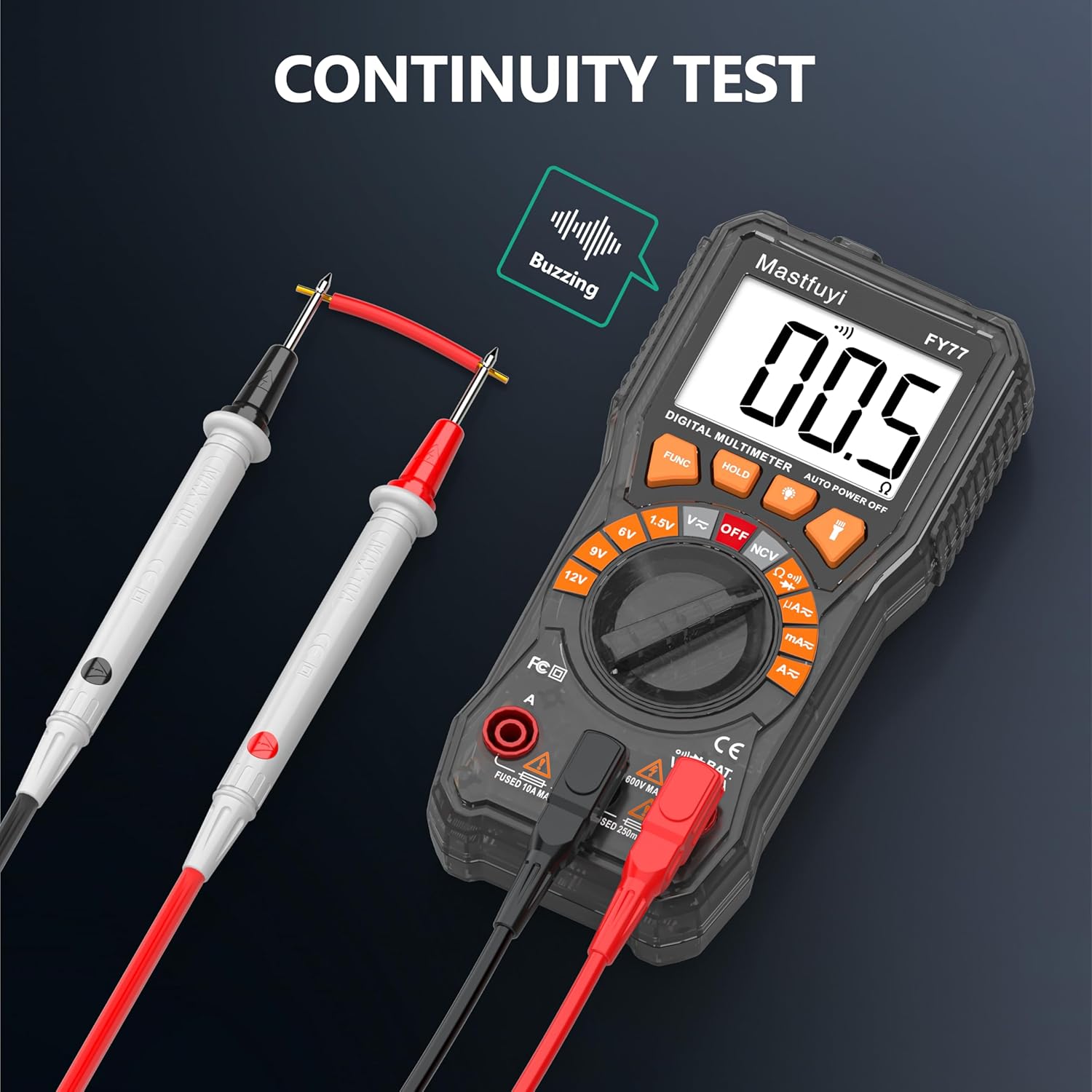 Thumbnail 6 de Multimetro Digitale Mastfuyi: tester multifunzione con NCV e test RMS 2000