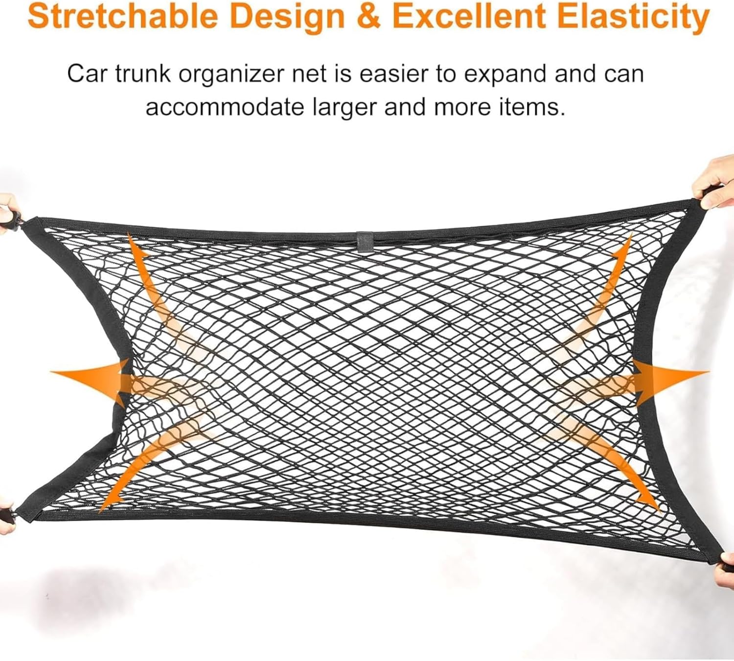 Thumbnail 1 de JT-HLM Cargo Net Stretchable: Nylon Mesh, Adjustable Elastic Car Boot Net with 4 Hooks (40x60cm) for SUVs, Cars and Trucks