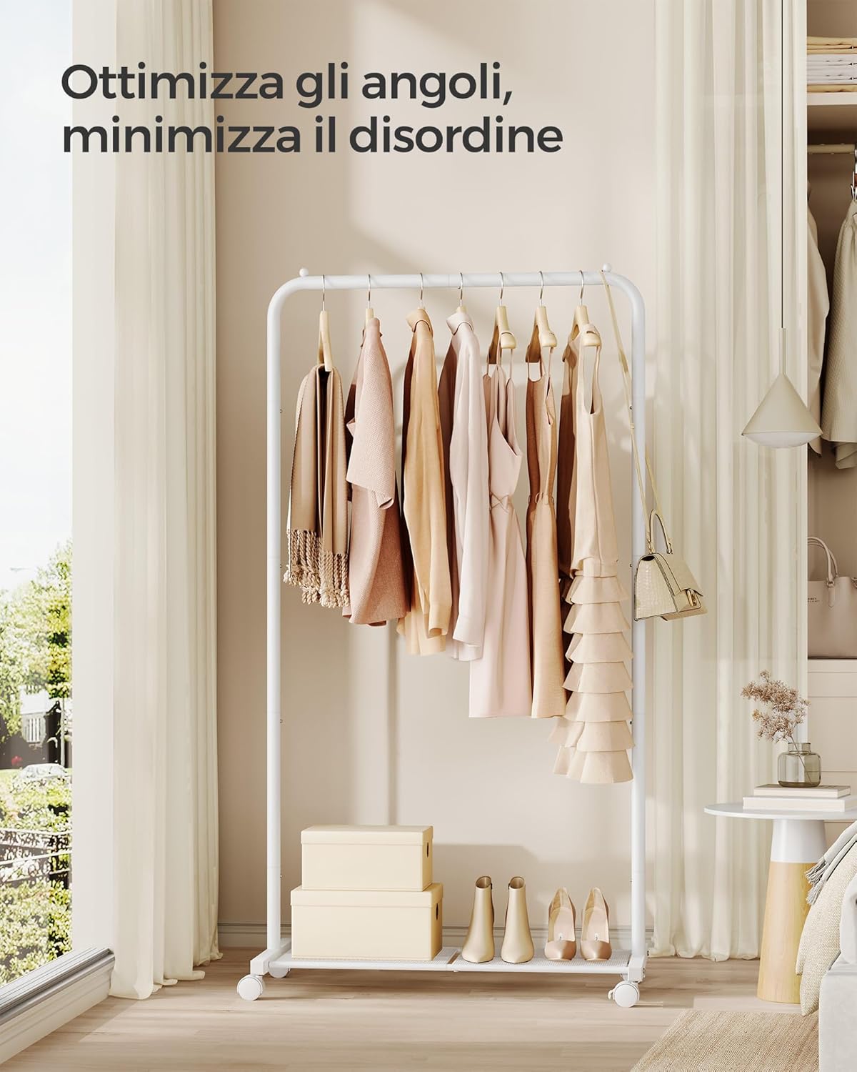 Thumbnail 1 de SONGMICS Stand Appendiabiti con Ruote HSR130W01 – 40,5 x 74 x 158 cm, struttura in metallo