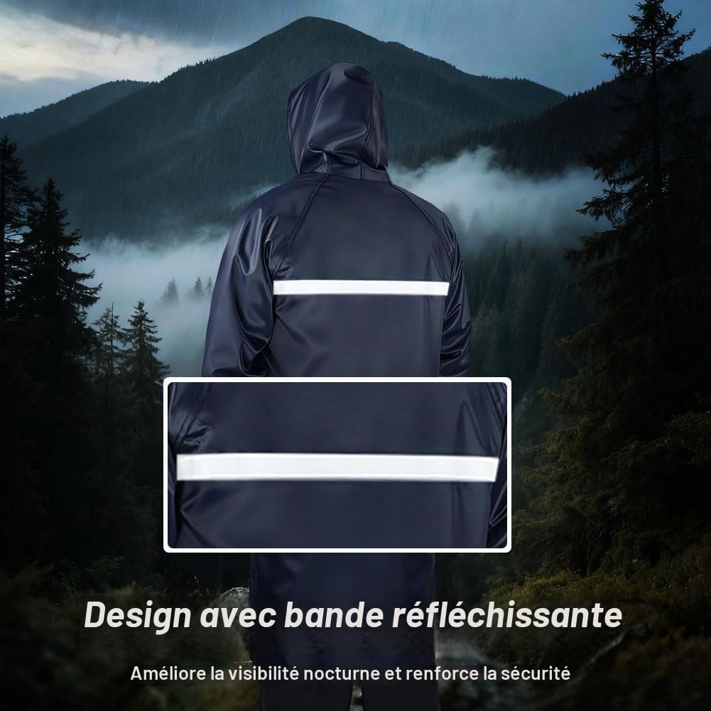 Detalle 1 de BSBUY 5484445 regenjas, opvouwbaar met capuchon en reflecterende strepen