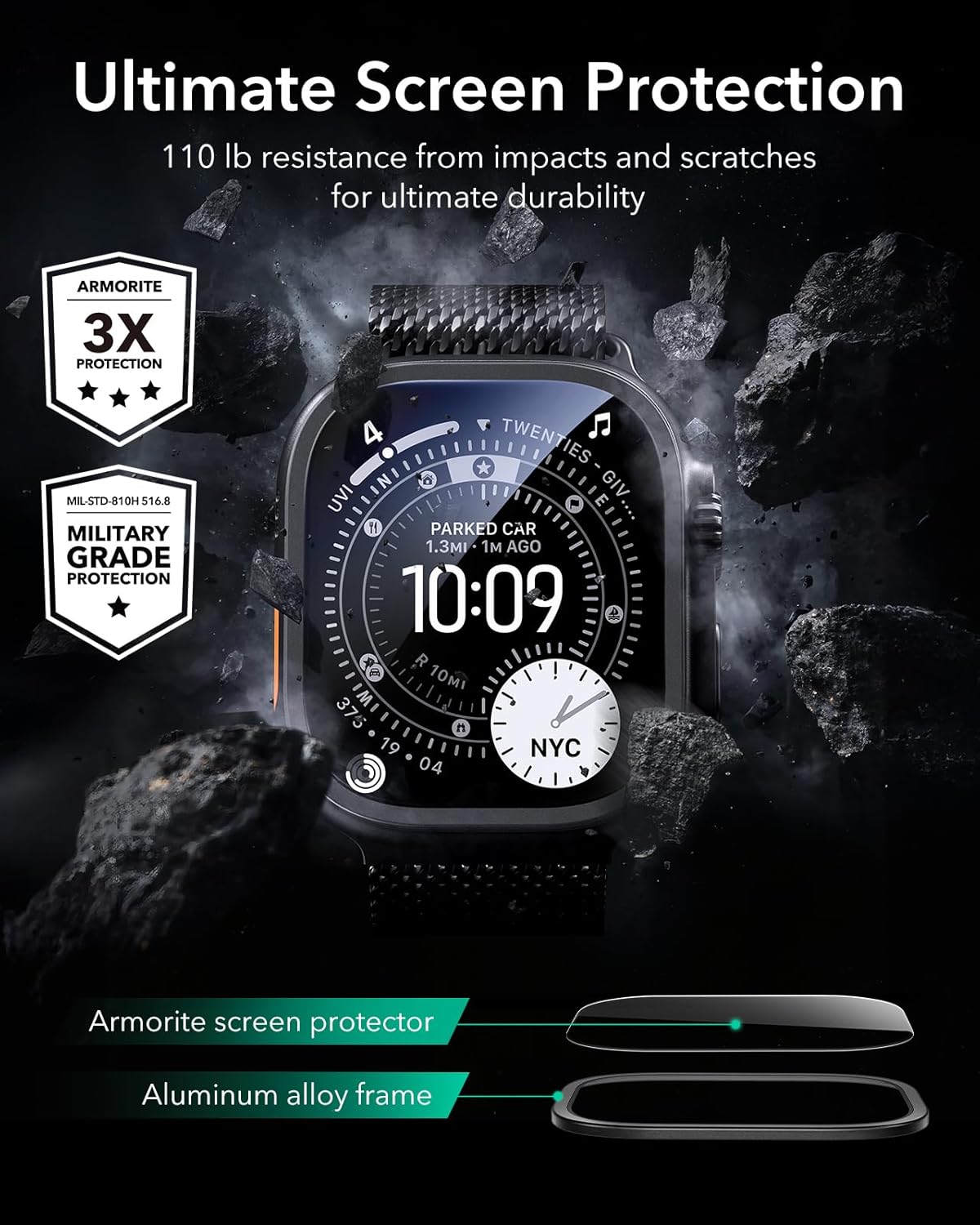 Thumbnail 3 de ESR Armorite: Lot de 2 protections d’écran pour Apple Watch Ultra 3/2/1 49 mm