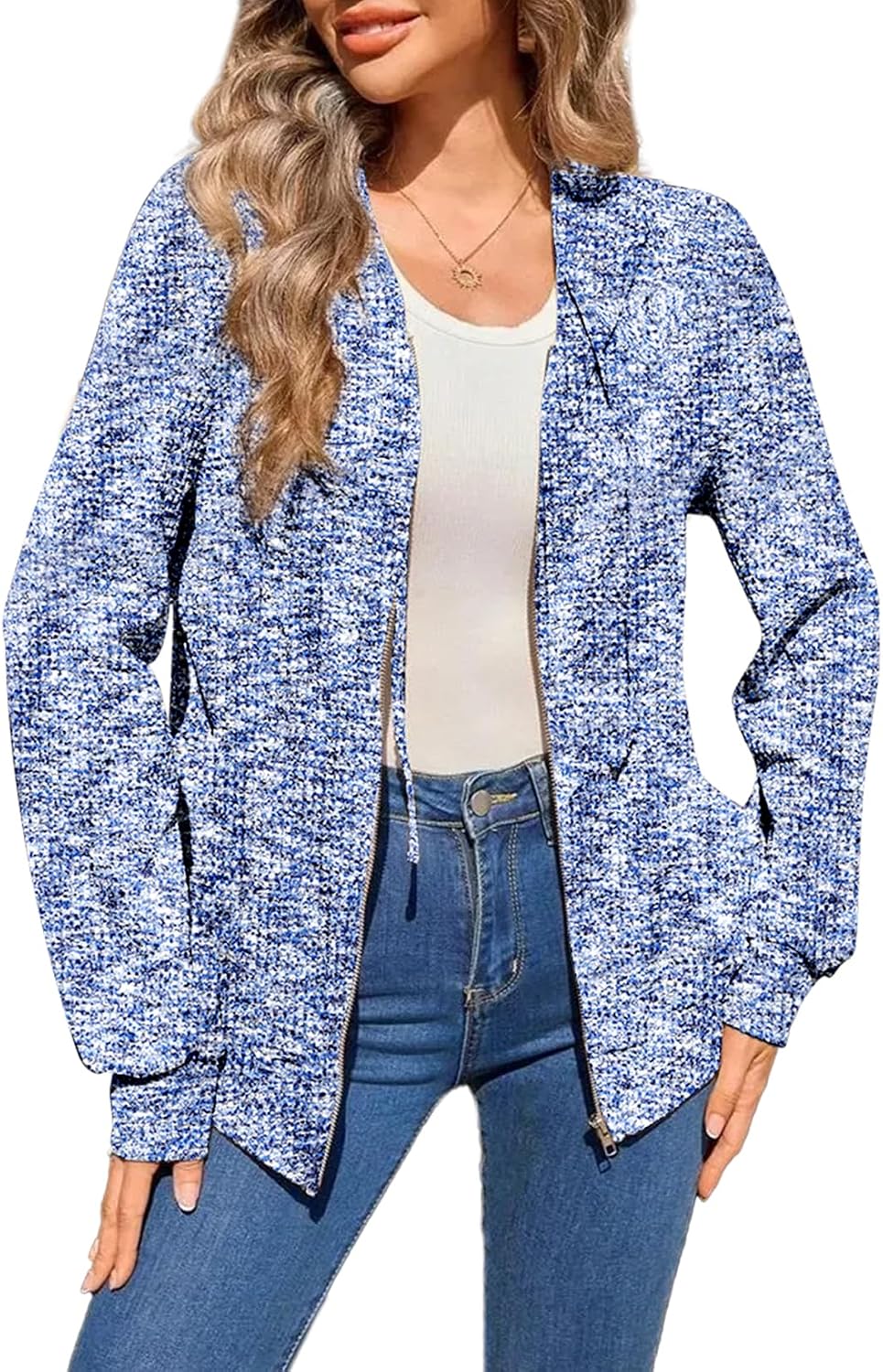 Thumbnail 3 de SHEWIN Waffle-Knit Zip-Up Hoodie