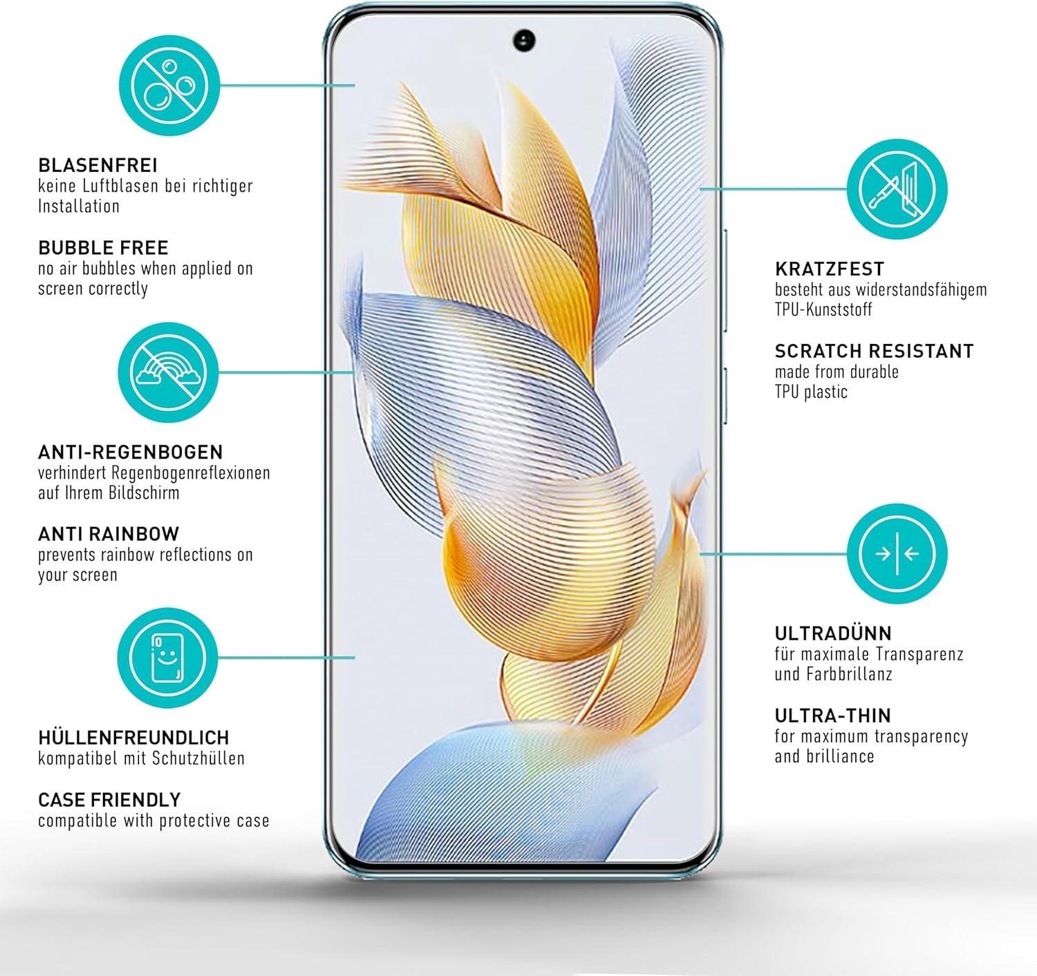 Thumbnail 4 de SmarTect TPU Screen Protector for Honor 90, 2-Piece Clear Flexible Film