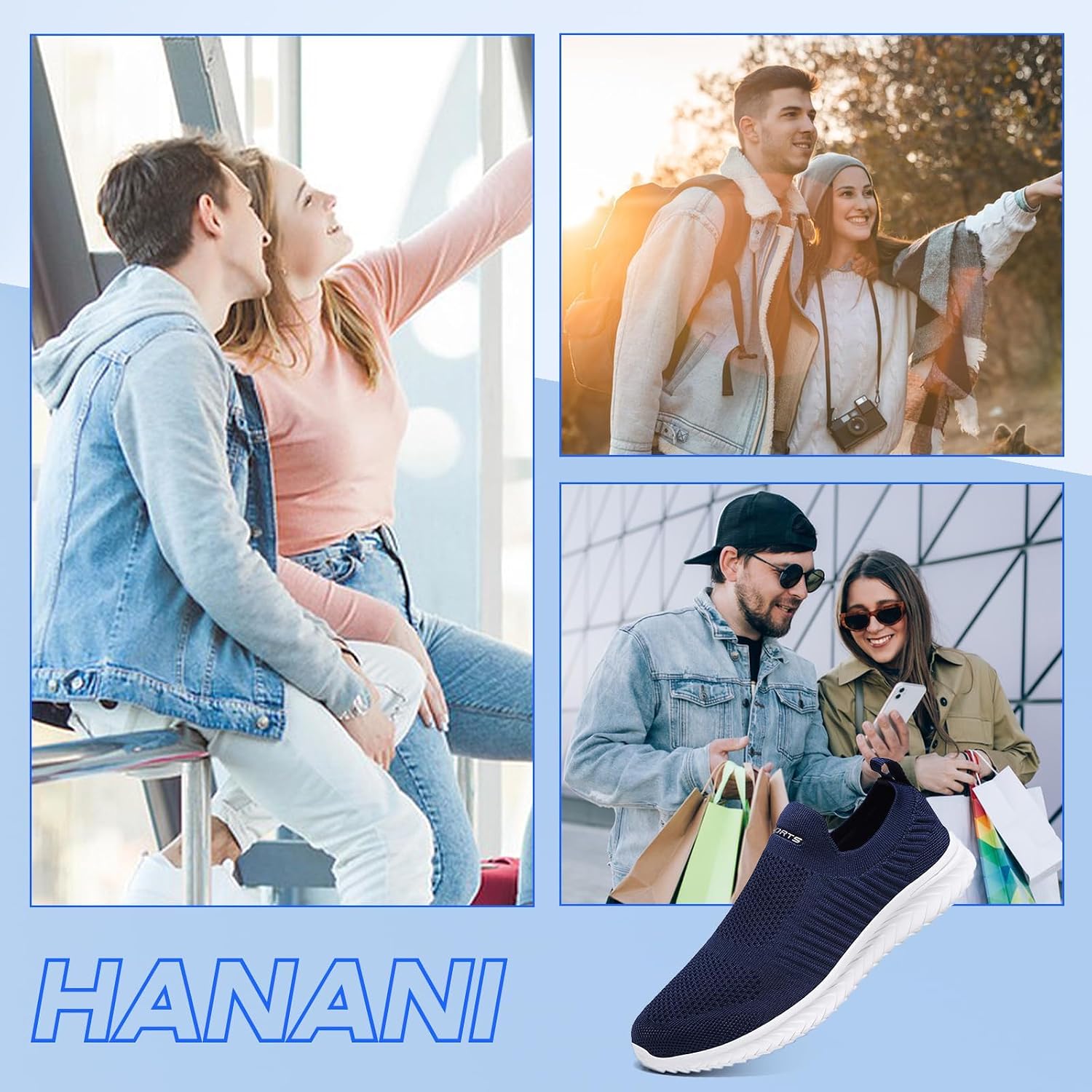 Thumbnail 1 de Chaussures de sport slip-on respirantes unisex Basket Femme Homme — légères pour running, fitness et marche