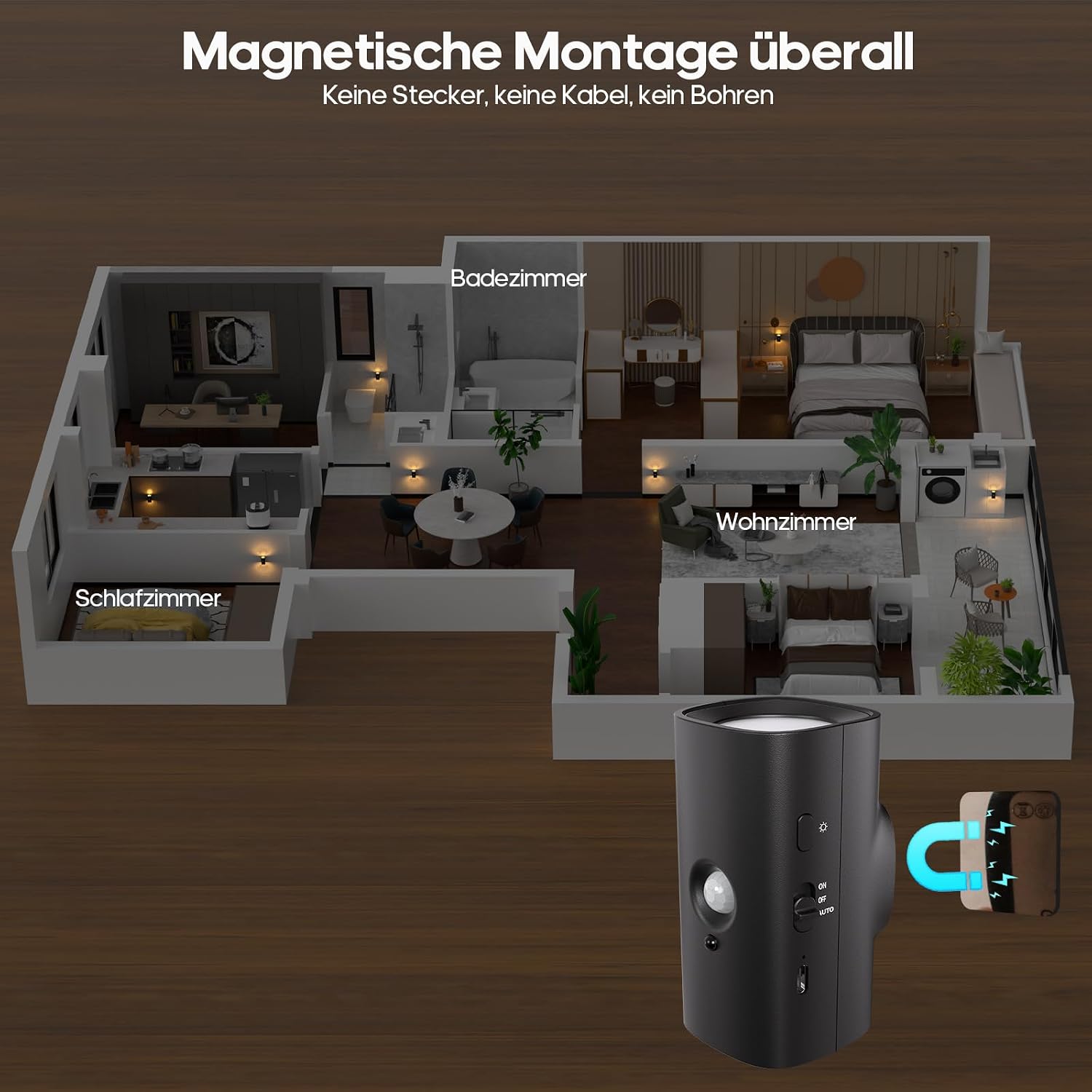 Thumbnail 1 de GOODEA Kabellose Nachtlicht mit Bewegungsmelder