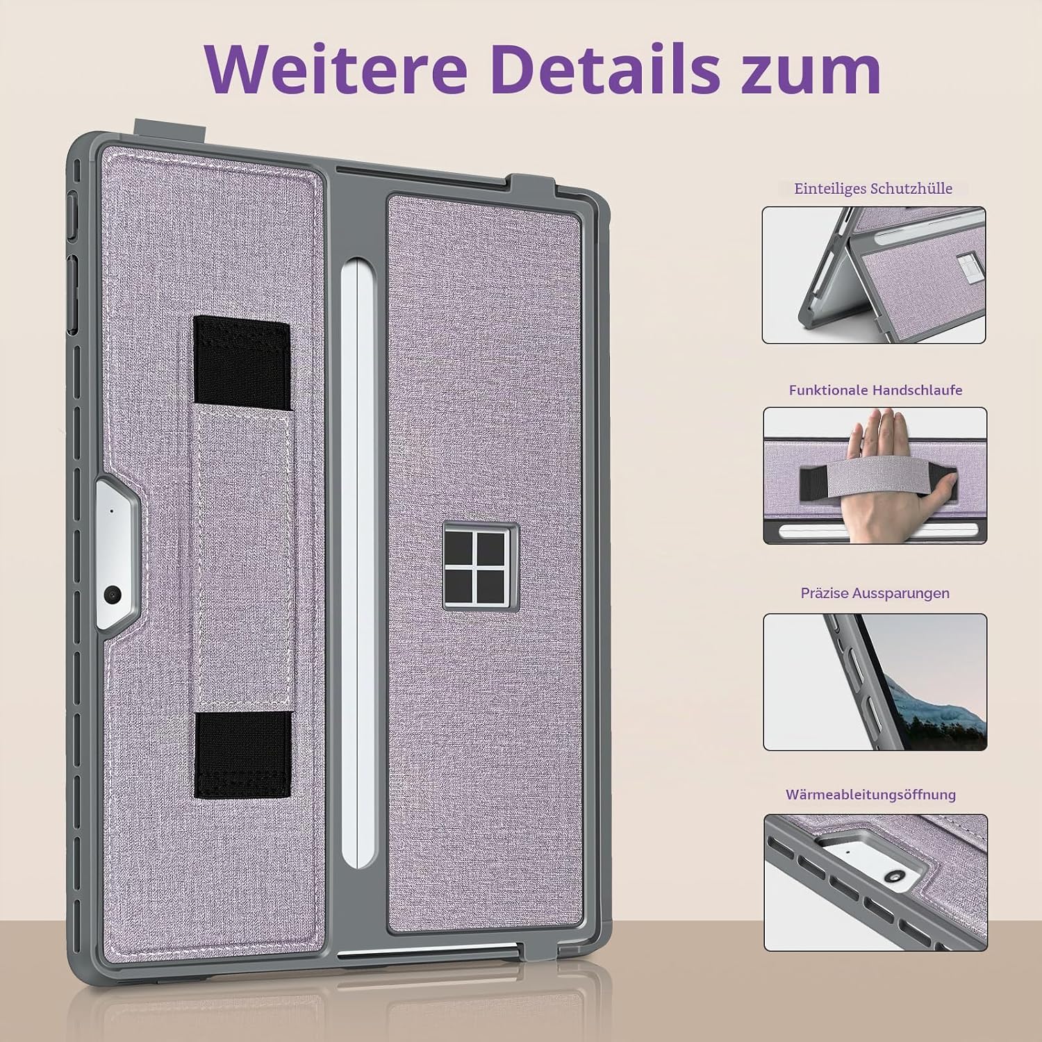 Detalle de SSS·GRGB Hülle für Microsoft Surface Pro 11/10/9/8 (13 Zoll) – robuste All-in-One-Hülle mit Stentabdeckung, Handschlaufe und integrierter Standfunktion
