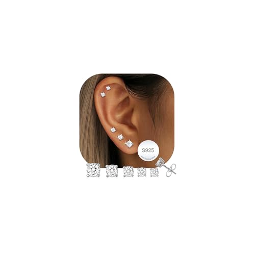 Imagen de AVOTTO 5 Pairs Stud Earrings for Women – Hypoallergenic S925 Silver Set en OfertitasTOP
