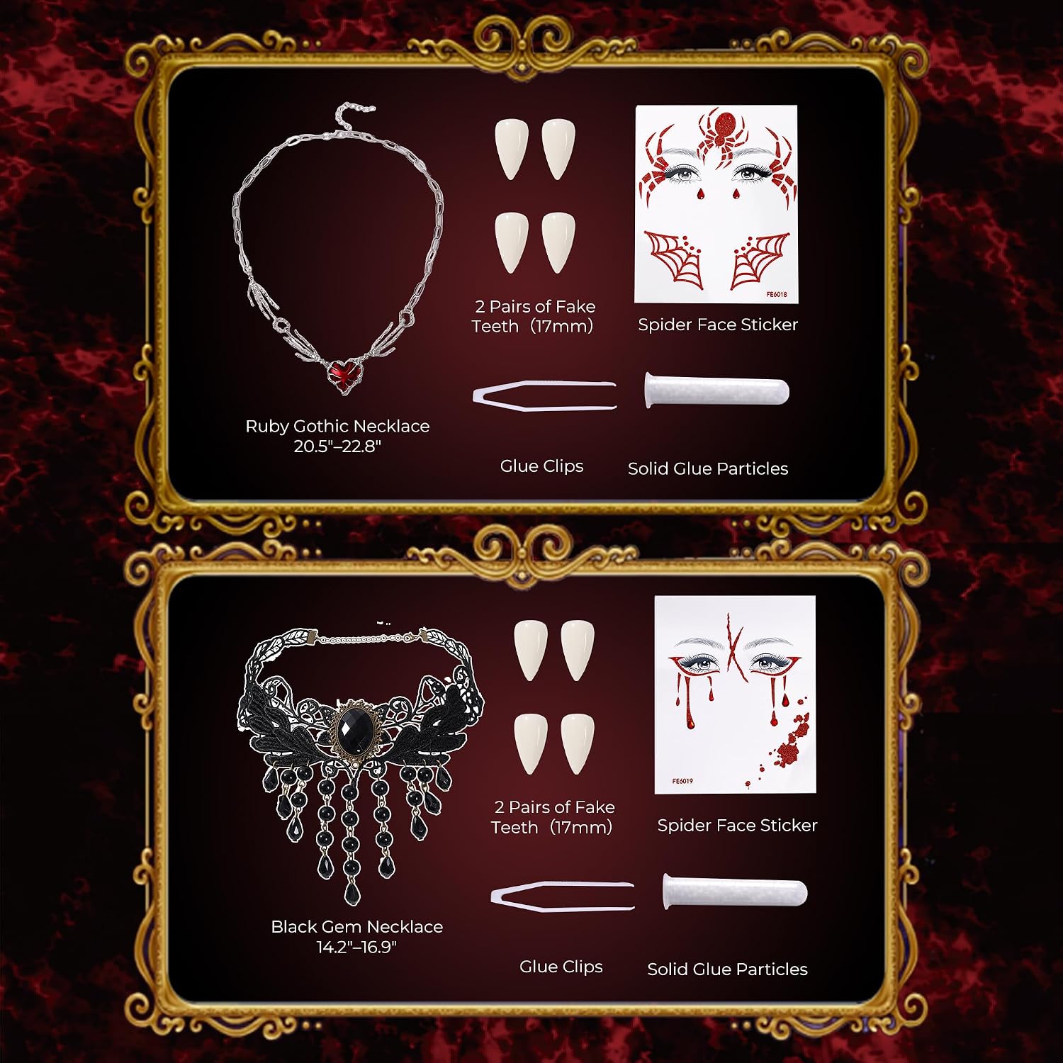Detalle 2 de VANERIA Ensemble d’accessoires gothiques, collier en dentelle et détails vampire