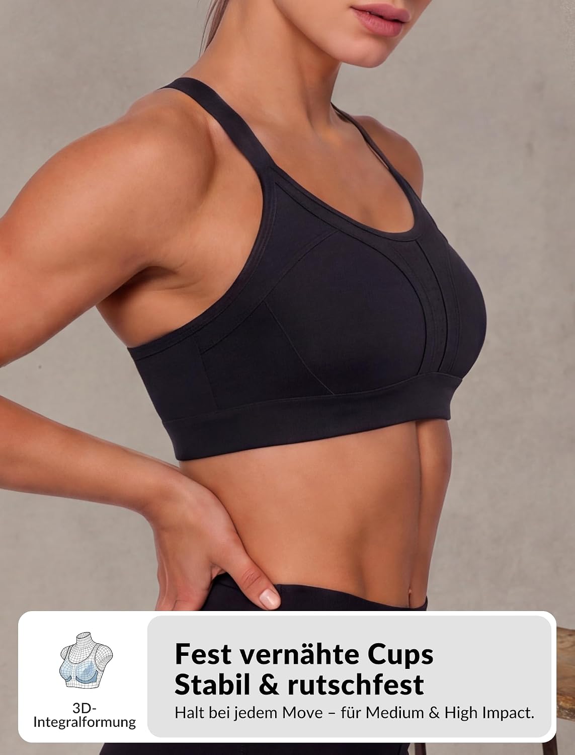 Detalle de Yvette Sport BH Starker Halt Verstellbare Träger Gekreuzt Rücken Große Größen – Fitness, Lauf & Yoga