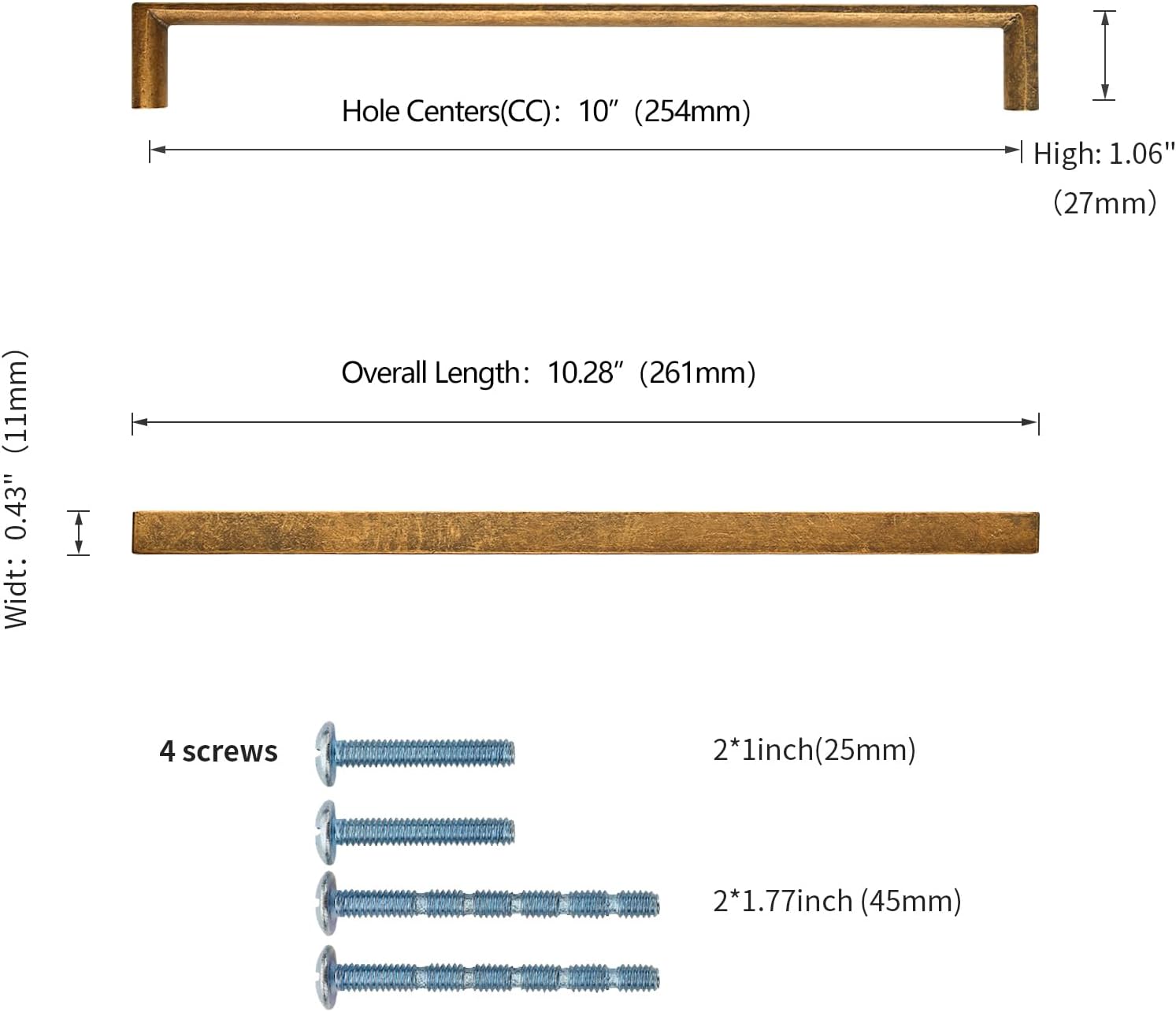 Thumbnail 1 de KNOKLOCK 10-Inch Antique Brass Cabinet Pulls, 10-Pack, Zinc Alloy