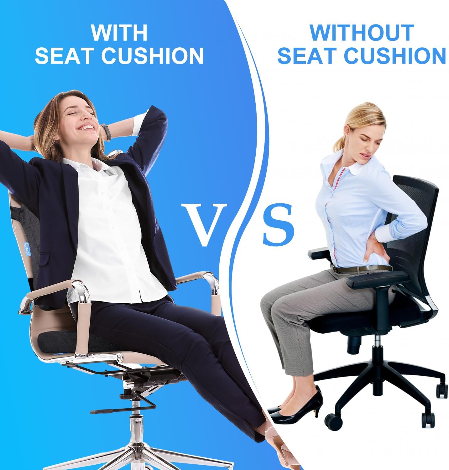 Thumbnail 5 de Qutool Office Chair Cushion and Lumbar Support Cushion set with non-slip base