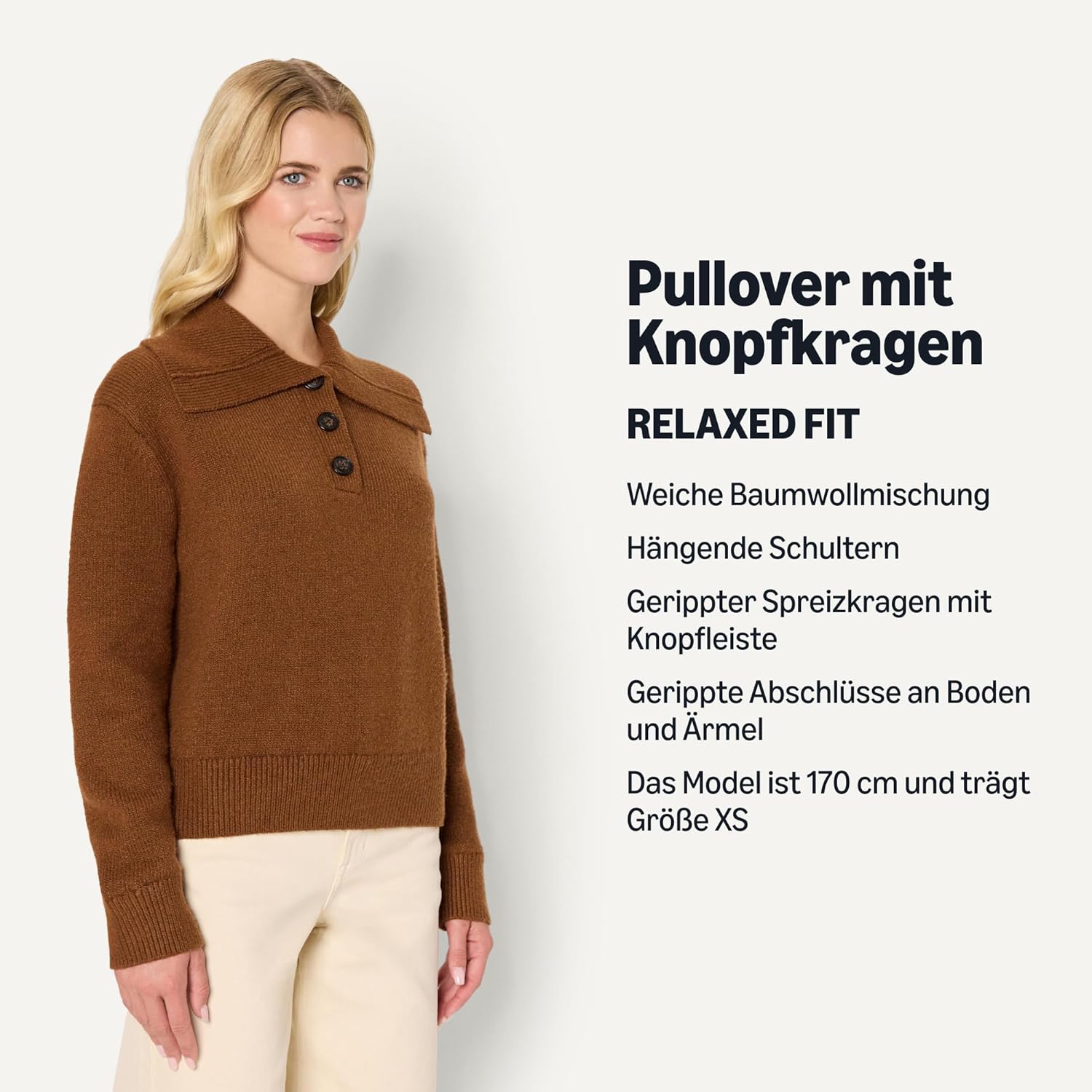 Thumbnail 3 de Amazon Essentials Damen Relaxed-Fit-Pullover mit Knopfleiste (Pullover mit Knopfkragen)