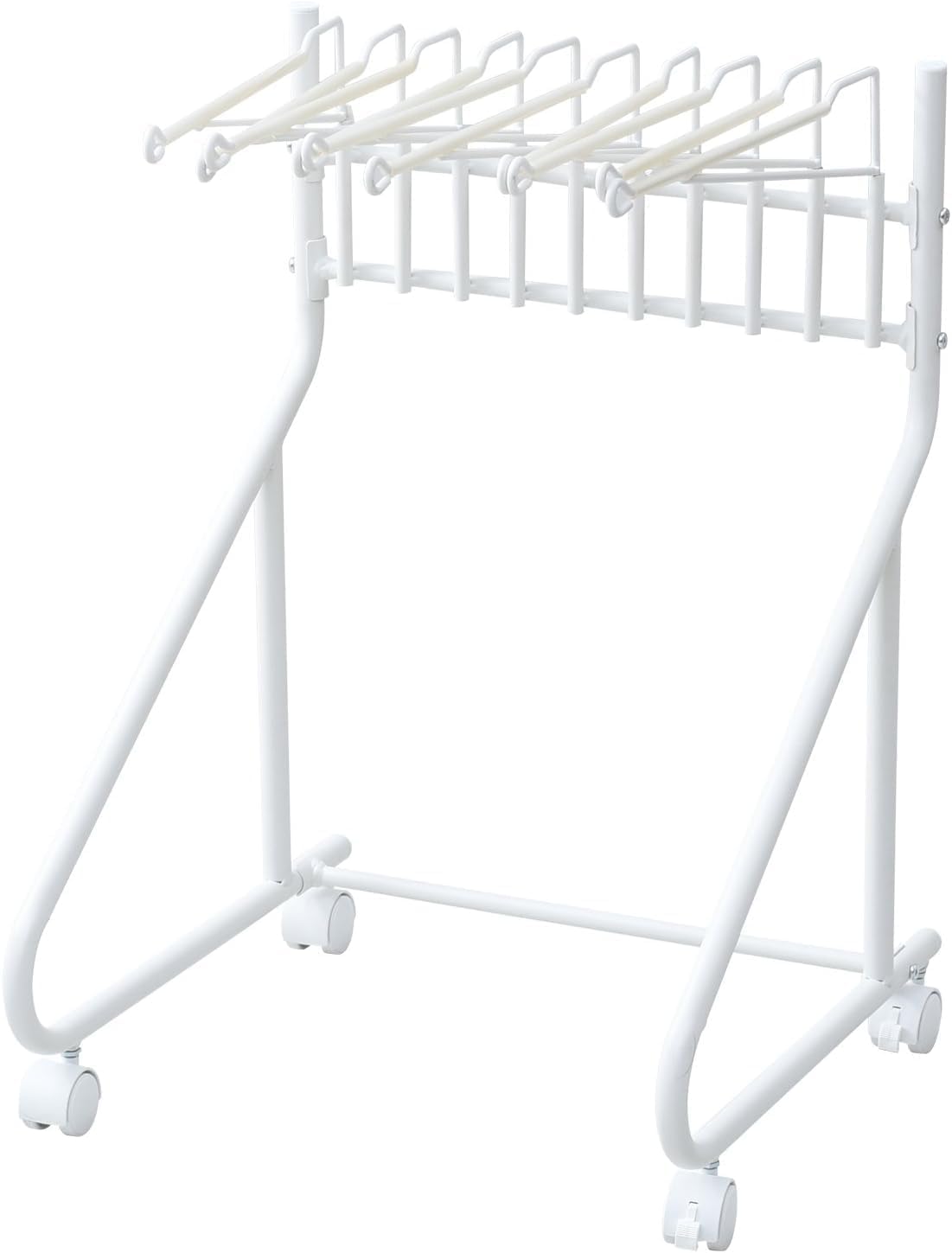 Detalle de 山善 RSL-10(WH2) スラックスハンガー 10本収納・キャスター付き 幅45.5cm