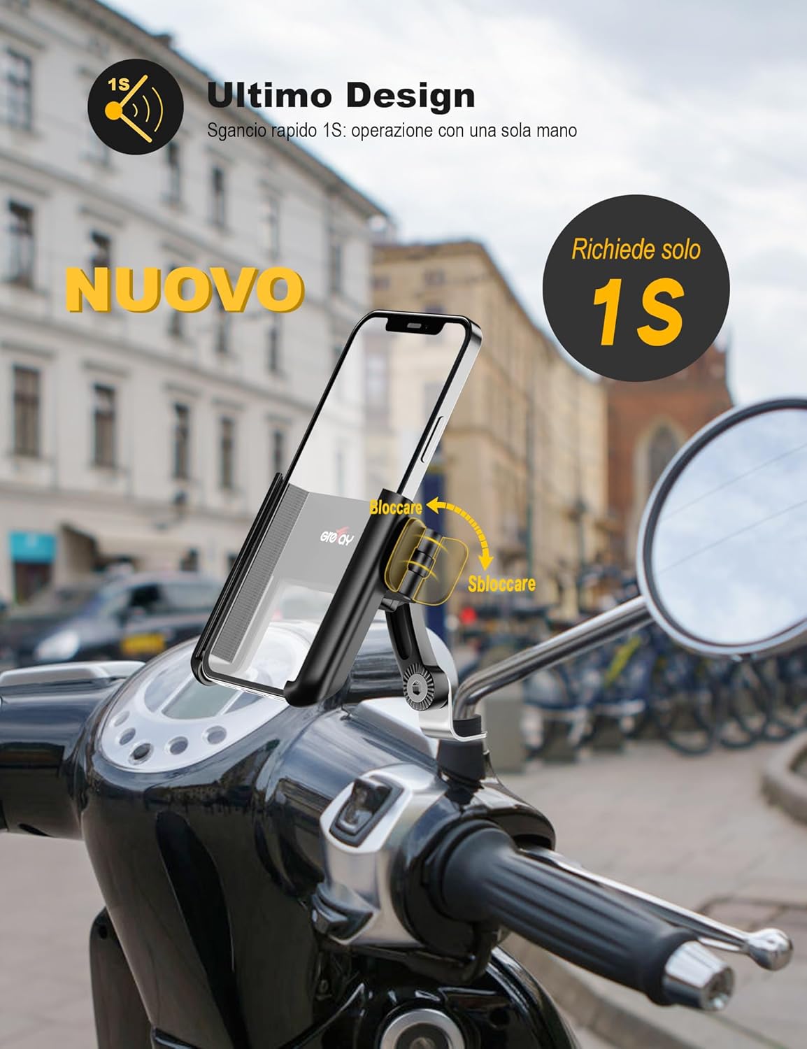 Thumbnail 1 de Grefay Supporto Telefono Moto 360° con Rilascio Rapido – 3,5–7,0 Pollici