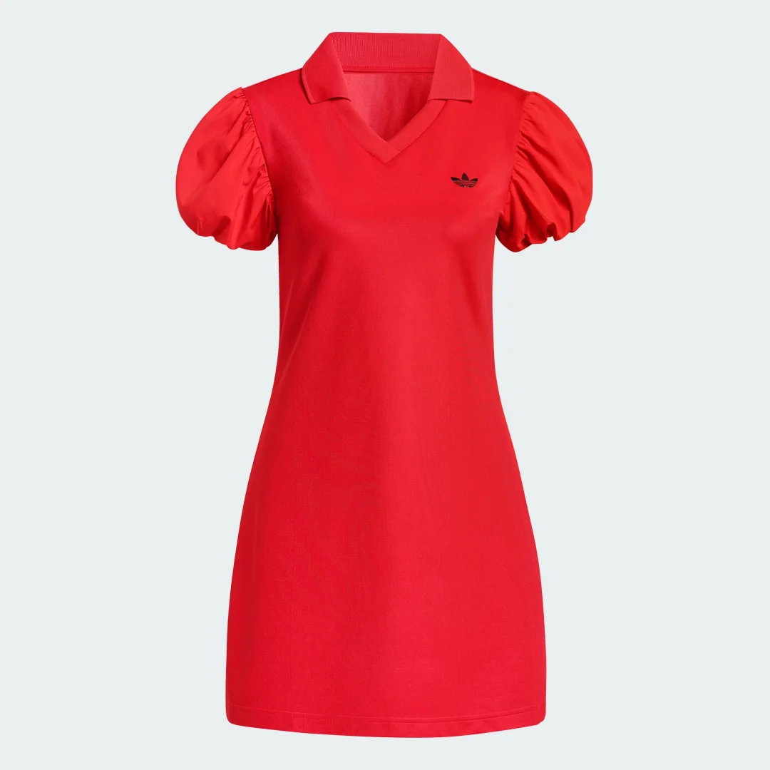 Detalle 2 de Vestido con mangas abullonadas de Adidas – Rojo