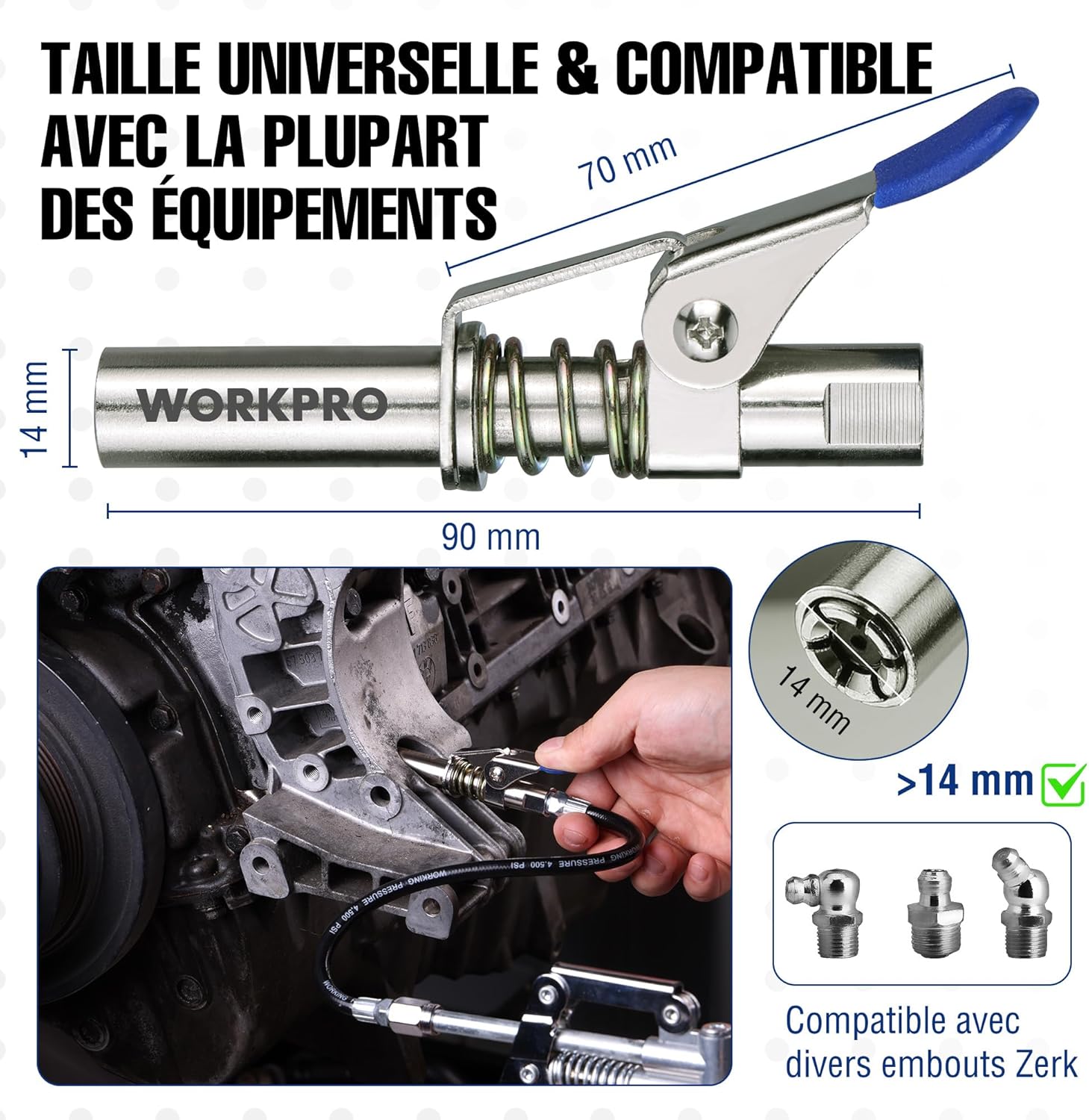 Thumbnail 2 de WORKPRO Coupleur pistolet à graisse 10000 PSI