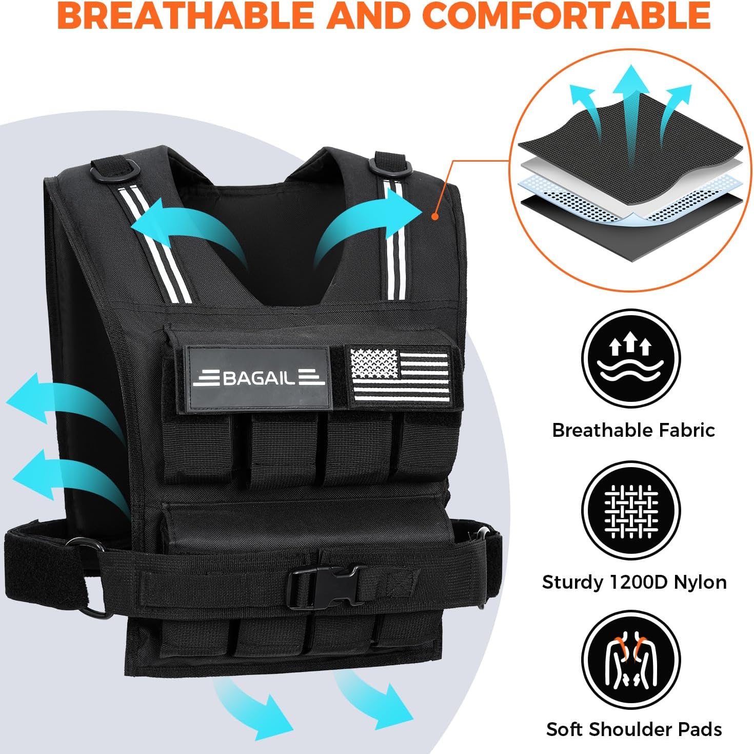 Thumbnail 3 de BAGAIL Weighted Vest for Strength Training – Adjustable, Reflective, and Built to Last