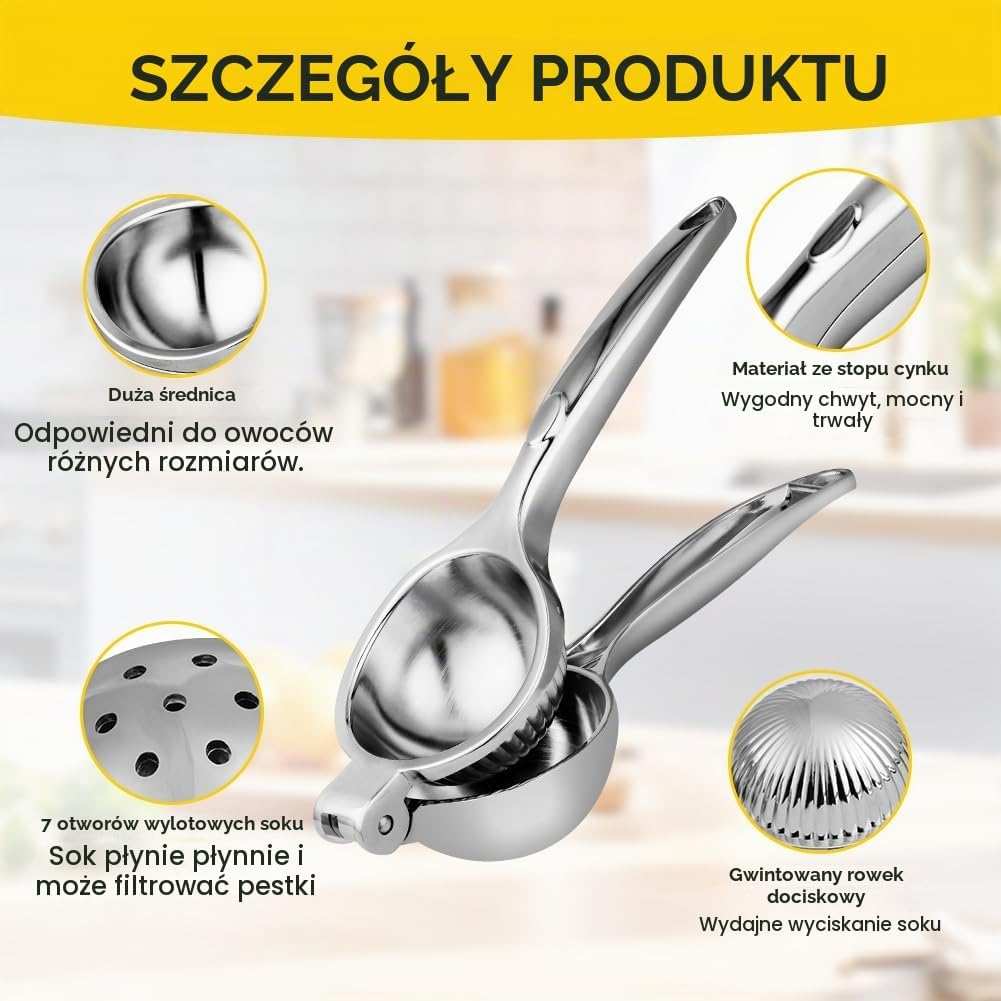 Detalle de AUAUY ręczna wyciskarka do cytrusów ze stopu cynku, srebrna
