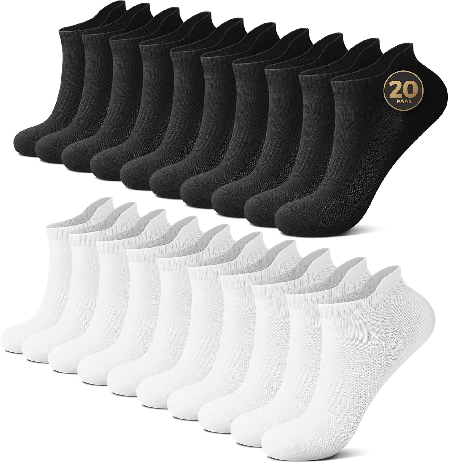 Detalle de FALARY 10 Paar Sneaker Socken (Herren & Damen) – kurze Sportsocken aus Baumwolle