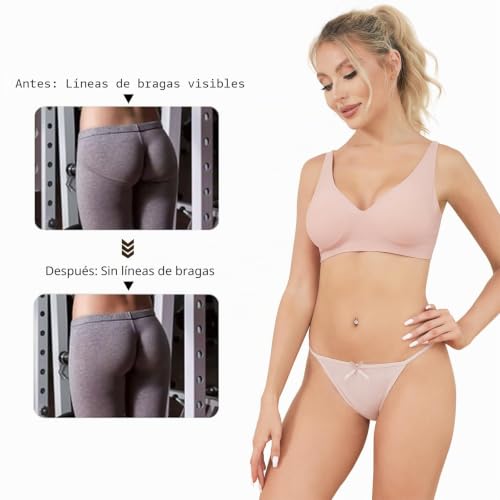 Detalle 2 de Channo Tangas de Algodón para Mujer Pack 6 – Lisos, suaves y sin marcar (L/XL) Multicolor