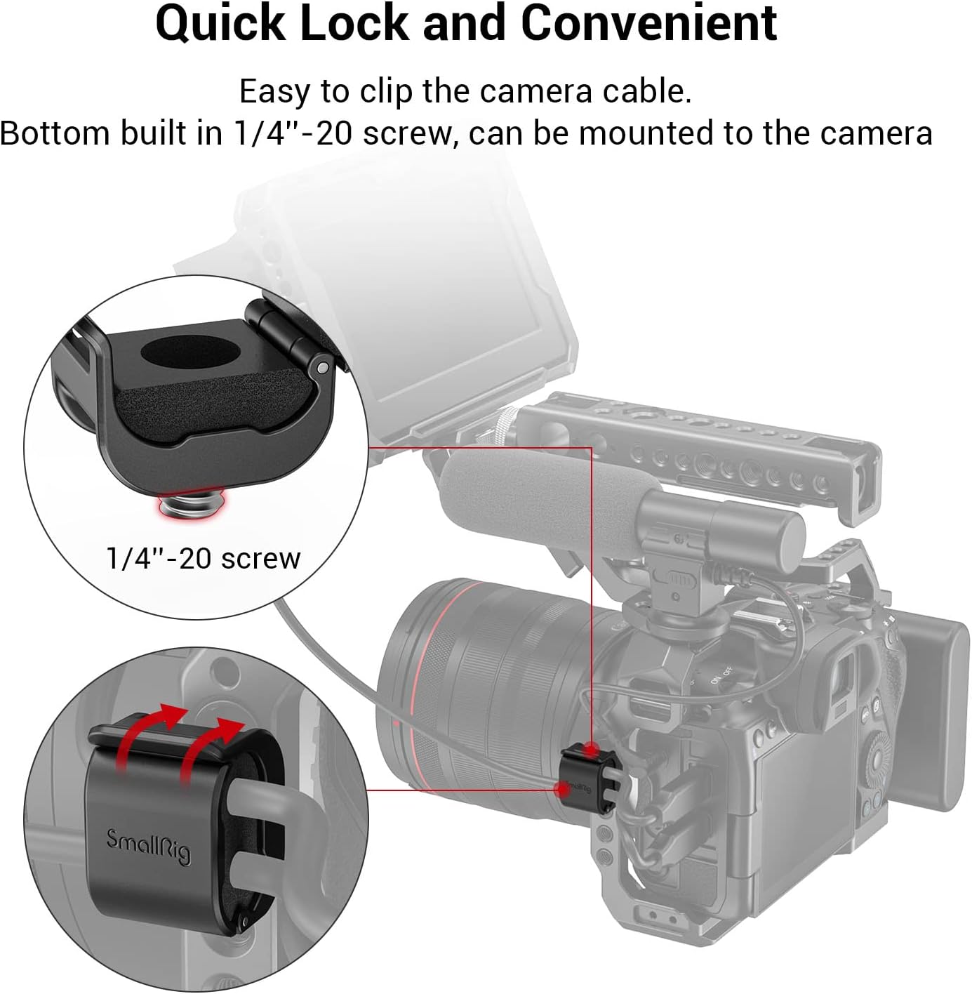 Thumbnail 1 de SMALLRIG Camera Cable Clamp 3685 – Kamerakabelklemme für SDI-/Mikrofonkabel (4 Stück) für Kabel von 2–6 mm
