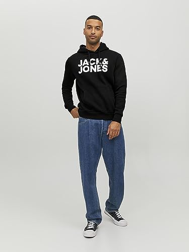 Detalle de JACK & JONES Jjecorp Logo Sweat Hood Capucha negra – Medium para Hombre