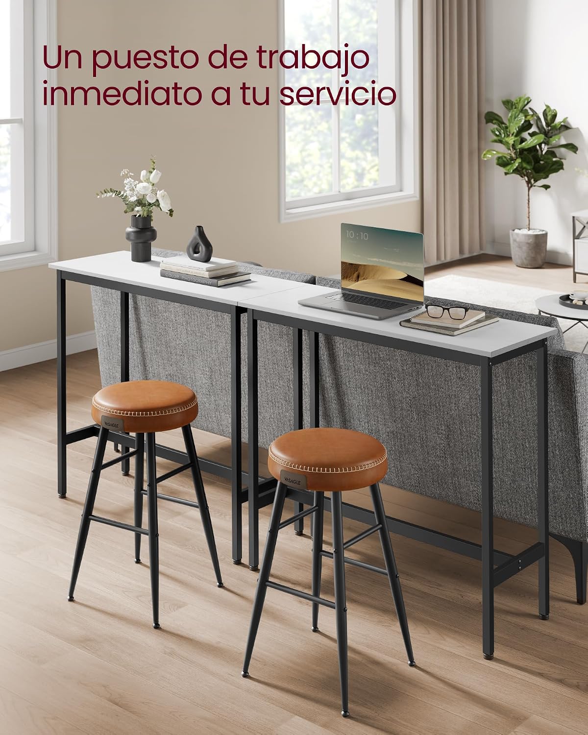 Detalle 2 de VASAGLE LBT010B56 Mesa de bar 40x100x90 cm
