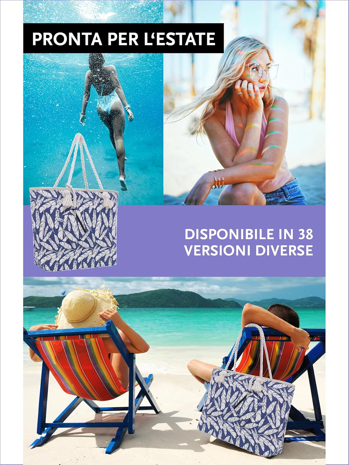 Thumbnail 4 de DonDon Borsa da spiaggia grande 58x38x18 cm