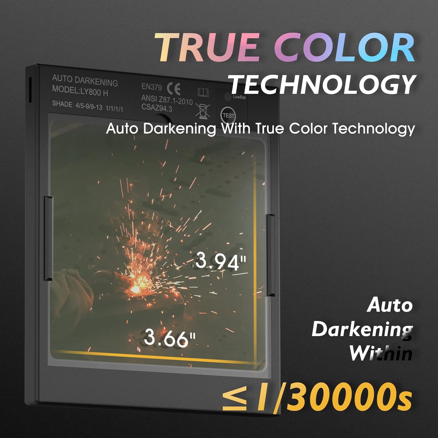 Thumbnail 2 de TOOLIOM Large Viewing Welding Helmet with True Color Auto Darkening