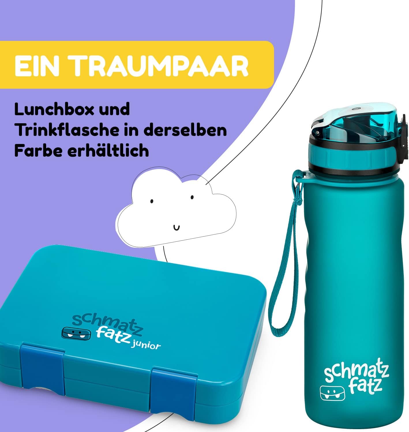 Detalle de Schmatzfatz Trinkflasche Kinder 0,5 L – auslaufsicher, BPA-frei, mit Fruchteinsatz