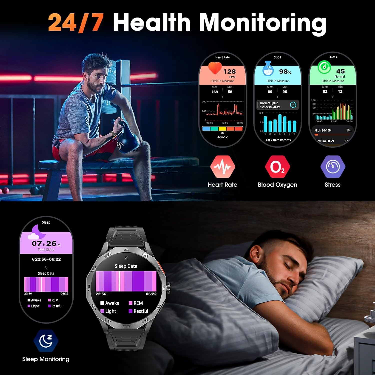 Thumbnail 6 de Mingtawn Military Smart Watch for Men with Bluetooth Calling and 1.85” HD Screen