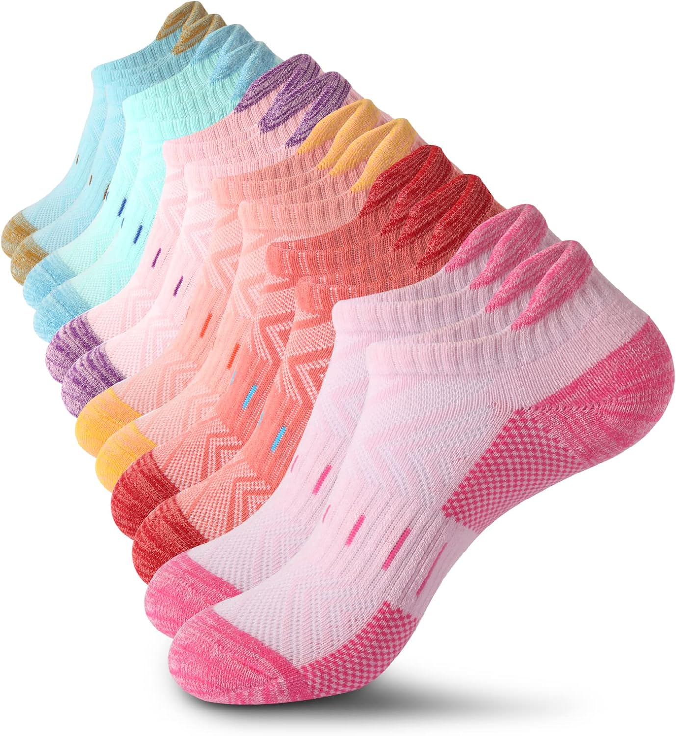 YOJOOM Women’s Athletic Socks (6 Pairs) – Cotton Cushioned Breathable Low-Cut Trainer & Running Ankle Socks
