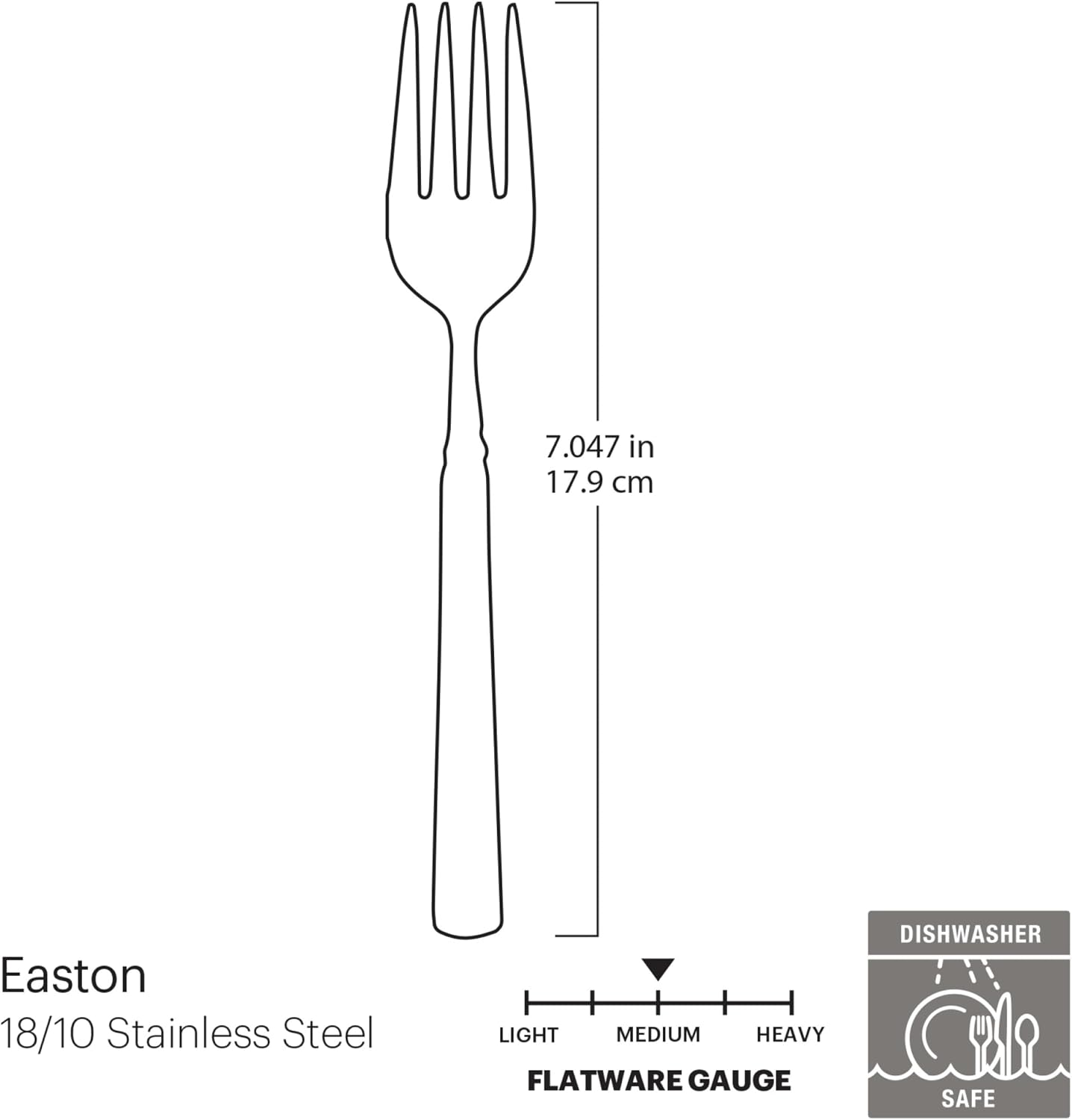 Detalle 2 de Oneida Easton Fine Salad Forks 4-Piece Set (Service for 4) – Mirror Finish, 18/10 Stainless Steel
